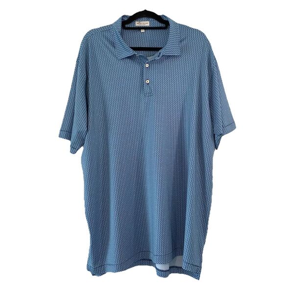 Peter Millar Summer Comfort Mens XXL Polo Shirt Golf Tennis Blue Dog Graphic - Picture 1 of 7
